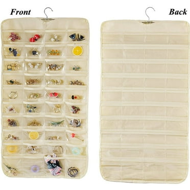Designice Hanging Jewelry Organizer,80 Pockets Double-Sided Earring Holder,Necklace & Bracelet Storage