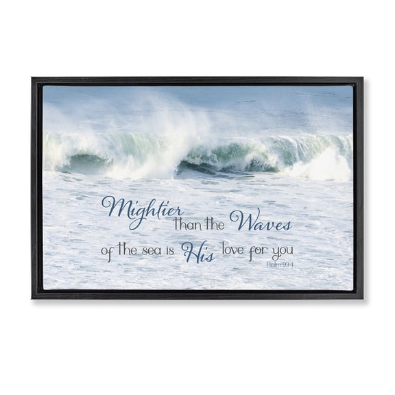Stupell Industries Mightier Than The Waves Black Framed Floater Canvas Wall Art, design by Kathy Mansfield