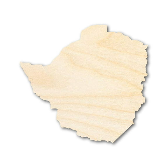 Unfinished Wood Zimbabwe Country Shape - Southern Africa Craft - up to 46" DIY 18" / 1/2"