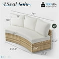 thumbnail image 4 of Jocisland Patio Furniture Sets, 3 Piece Half-Moon Sectional Round Sofa Set, Outdoor Patio Furniture with Cushions for Beach, Pool, Balcony, Beige, 4 of 7