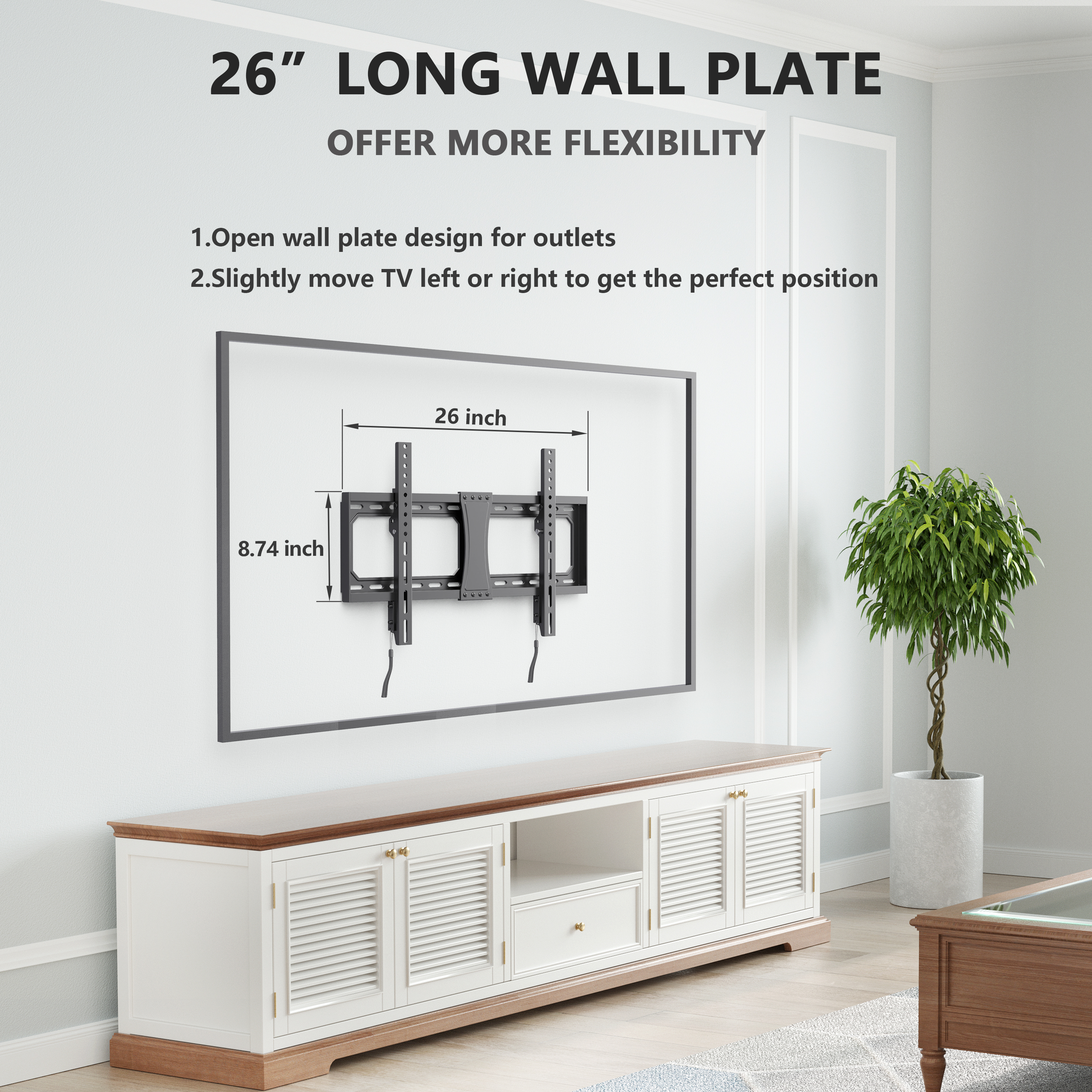 USX MOUNT Fixed TV Wall Mount for 37" to 90" TVs, 132 lbs photo 6