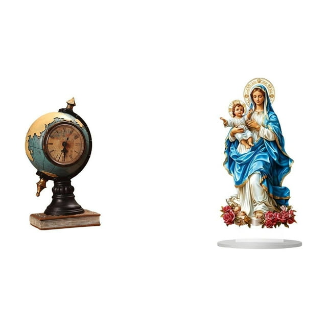 Reloj De Mesa Con Figura De Globo Terráqueo Moderno Y Decoración De Escritorio Acrílica 2D. Adorno Artesanal único De Colección Para Oficina, Estante, Dormitorio, Armario, Hogar, Chimenea.