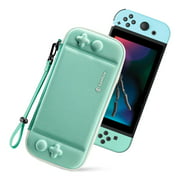 tomtoc Switch Case for Nintendo Switch, Slim Switch Sleeve with 10 Game Cartridges, Protective Switch Carry Case for Travel, with Original Patent and Military Level Protection, Green