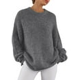 thumbnail image 4 of PRETTYGARDEN Womens Fall Long Sleeve Sweater Crew Neck Fuzzy Loose Fit Chunky Knit Pullover Sweaters Going Out Tops, 4 of 9