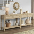 thumbnail image 6 of Surmoby Rattan Console Table with 2 Drawers,Boho Wood Entryway Table Hallway Table with Open Storage Shelf,Narrow Sofa Table for Foyer,Living Room and Corridor(Light Oak,2PCS), 6 of 9
