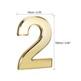 thumbnail image 2 of Unique Bargains 3.94' ABS Plating Self Adhesive House Number 2 Gold Tone 2 Pack, 2 of 6