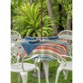 thumbnail image 4 of Outdoor Tablecloth with Umbrella Hole Zipper Boho Colorful Striped Round Tablecloth 60" Waterproof Outside Table Cloth Vintage Stripes Farmhouse Line Patio Table Cover Tablecloths for Picnic Party, 4 of 8