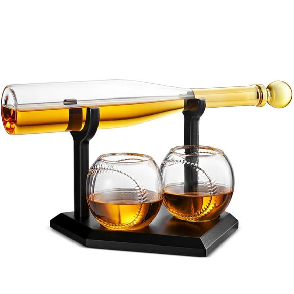 Godinger Baseball Bat Whiskey Decanter and Glasses Gift Set - Clear