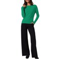 thumbnail image 2 of Suéteres de manga larga con cuello barco para mujer INSPIRE CHIC, tops de punto casuales, talla XL, color verde, 2 of 6