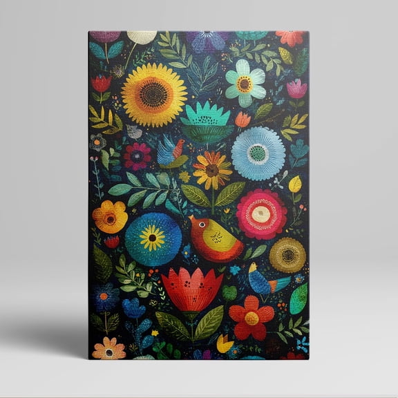 1pc Colorful Floral and Bird - themed Framed Canvas Wall Art, Decor room hanging Wall Picture Decor for Home Gifts, living room, bathroom, bedroom, kitchen wall art decor canvas wall art