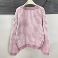 thumbnail image 7 of Wang6 Women Cardigans Sweaters Trendy Long Sleeve Button Cable Knit Sweater Fall Open Front Loose Deep V Neck Mixed Colors Knitted Outwear Tops Pink XL, 7 of 7