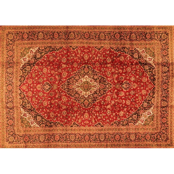Ahgly Company Indoor Rectangle Medallion Orange Traditional Area Rugs, 2' x 5'