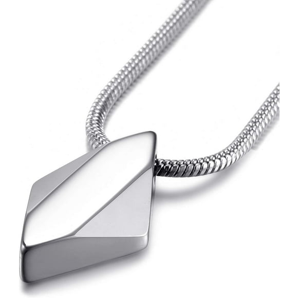 Pendentif Collier en Tungstène pour Hommes Pendentif Géométrique avec Chaîne Serpent en Acier Inoxydable de 22 Pouces