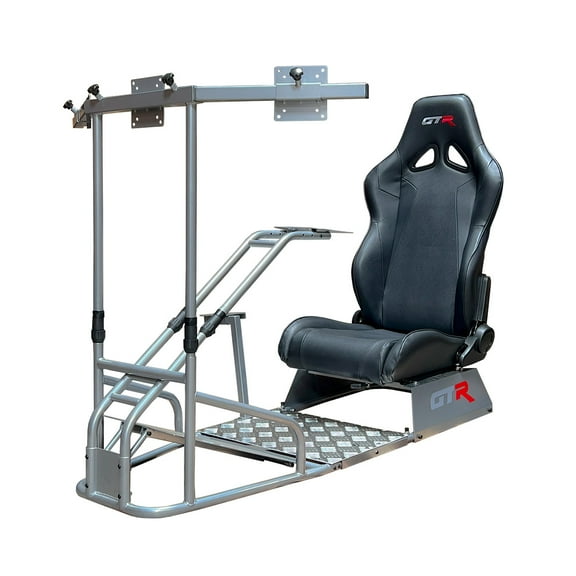 GTR Racing Simulator - GTSF Model with Real Racing Seat, Driving Simulator Cockpit with Gear Shifter Mount and Triple or Single Monitor Mount