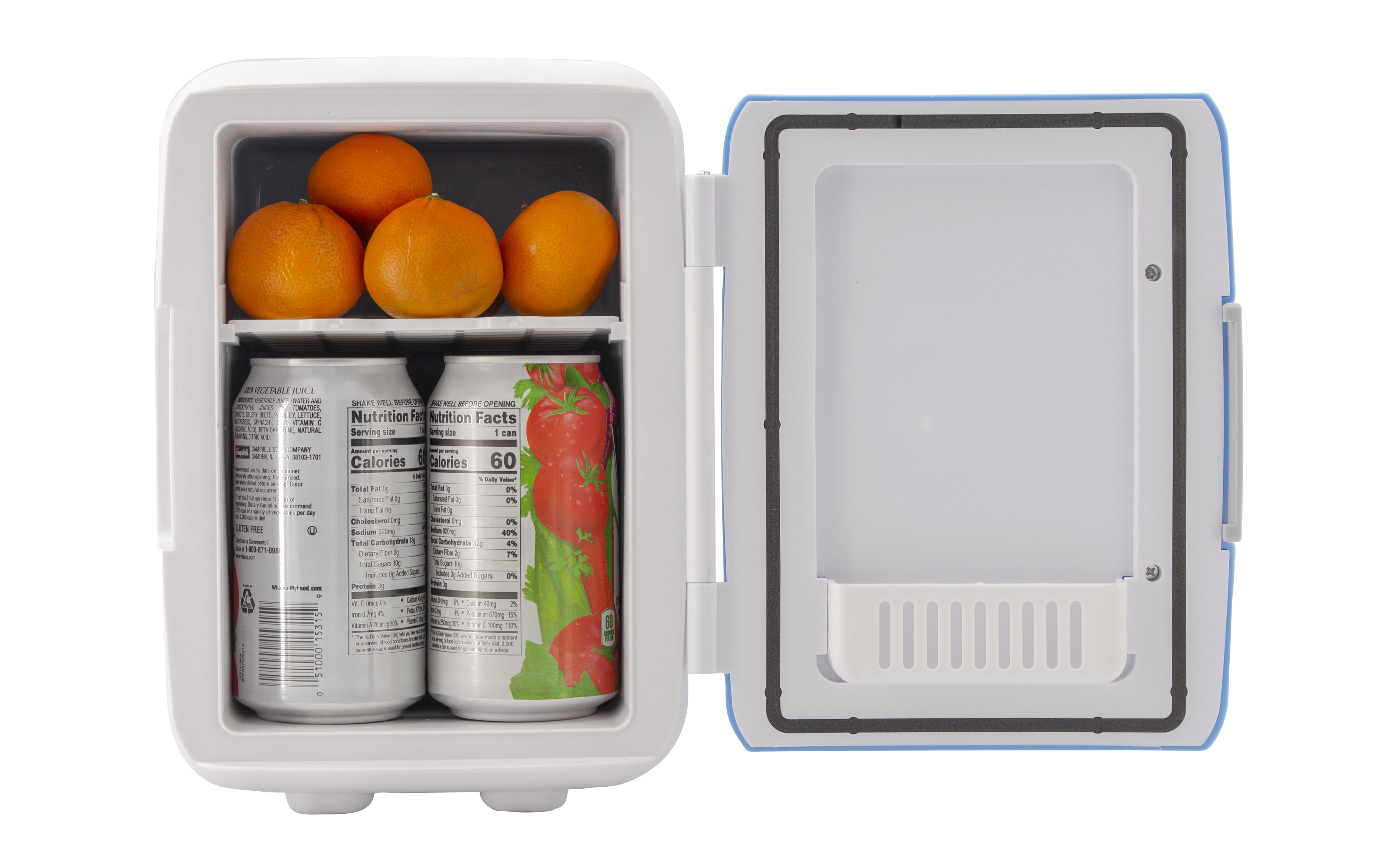Eternal Road Trip Essentials Portable Mini Fridge | AC/DC Electric Cooler & Warmer for Home Office Car RV Boat, 4 Liter 6 Can (Blue)