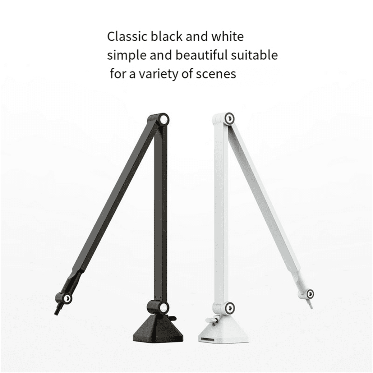Mic Arm, 360° Rotatable Microphone Boom Arm Mic Stand, with Mic Clip , 3/8In to 5/8In Adapter Microphone Stand White