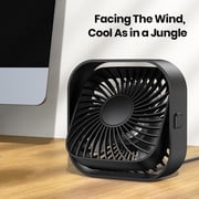 TOPK USB Desk Fan, Mini Fan, Strong Airflow & Quiet Operation, Three-Speed Wind Small Cooling Fan, 360° Rotatable Head for Home Office Table and Desktop