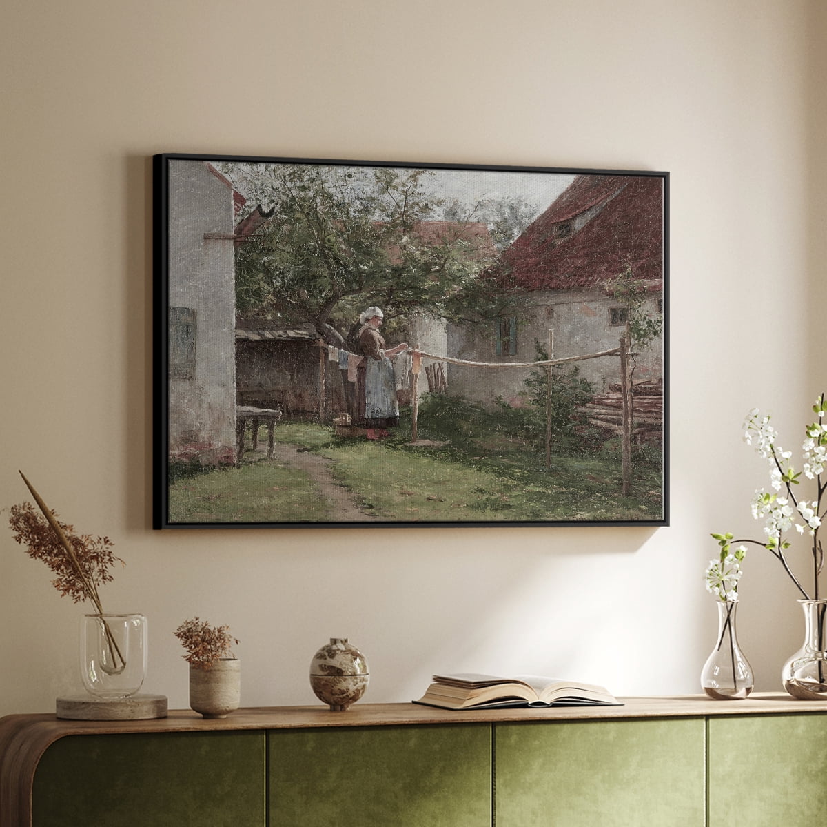 Vintage Landscape-CCCLXII By Wexford Home Framed in Black Wood Gallery Wrapped Canvas 27 in. x 41 in.