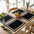 thumbnail image 5 of Black Geometric Placemats for Dinning Table Set of 6, Country Farm Traditional Chinese Tile Burlap Kitchen Place Mats Waterproof Cloth Table Mats, Indoor Outdoor Placemats Easy Clean Dinner Decor, 5 of 8