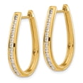 thumbnail image 4 of Auriga Fine Jewelry 14K Yellow Gold Diamond Oval Hinged Hoop Earrings for Women, 4 of 5