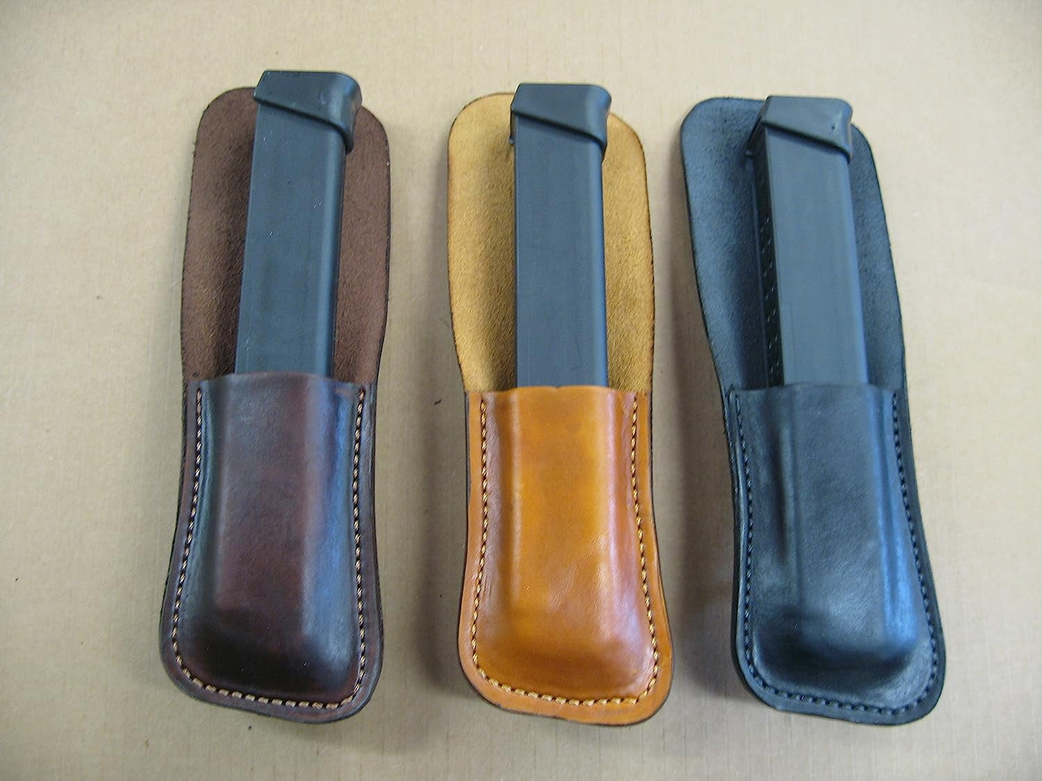 Azula Leather Clip On OWB Belt Extended Magazine Mag Pouch for Glock 9mm 33 Round - TAN