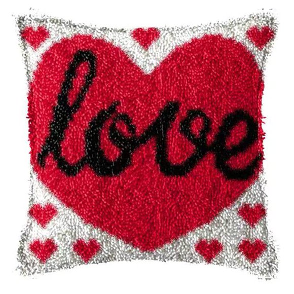 Funda de almohada GemJelry Love de Latch Hook Kits, 42 x 42 cm, con hilo