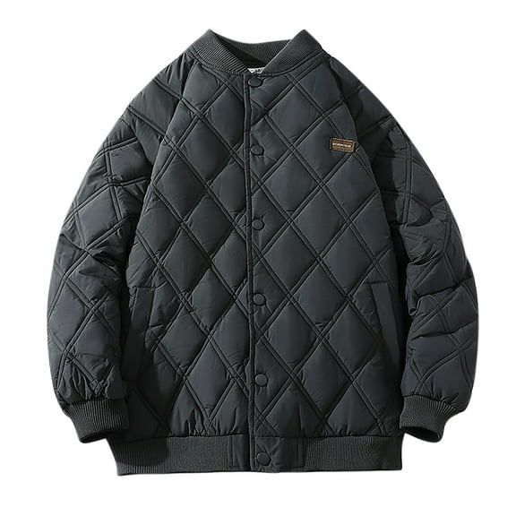 Lenago Quilted Jackets For Men Winter Lightweight Men'S Thermal Jackets Solid Color Crew Neck Full Zipped Warm Coat Water-Resistant Packable Puffer Jacket Plus Size Available