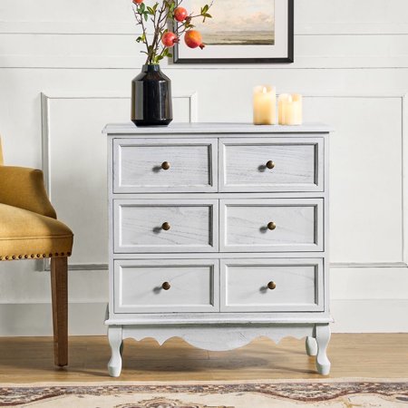 3 Drawer Solid Wood Accent Cabinet Nightstand with USB Dresser for Bedroom Living Room White