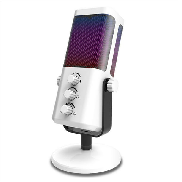Micrófono USB para Juegos, Micrófono de Condensador RGB con Cancelación de Ruido para Streaming, Grabación, ASMR y Video, Color .