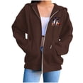 thumbnail image 6 of Edvintorg Jackets for Women Halloween Printed Zip up Coat Long Sleeve Hooded Outerwear with Pocket Plus Size Clothes for Women Brown S-3XL, 6 of 8