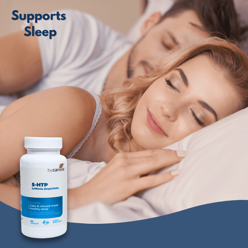 BY CARIOLA 5-HTP Natural Mood & Sleep Support Supplement Capsules - Mood Support - Sleep Support - Serotonin Booster - Calming Effect - Natural Formula Griffonia Simplicifolia - 60 Caps