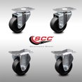 thumbnail image 2 of 3 Inch SS Soft Rubber Wheel Swivel Top Plate Caster Set with 2 Rigid SCC, 2 of 2