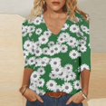 thumbnail image 2 of BangWanChi Womens Summer Tops 3/4 Sleeve Women's Fashion Casual Print V-neck 3/4 Sleeve Top Long Sleeved V-neck Top/Shirt, 2 of 5