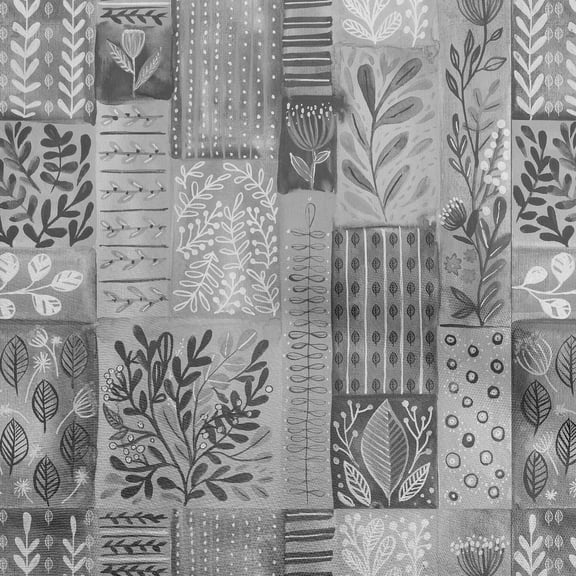 oneOone Polyester Spandex Gray Fabric Plants Watercolor Mix Leaf Quilting Supplies Print Sewing Fabric By The Yard 56 Inch Wide