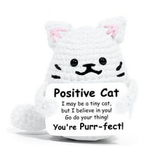 Handmade Inspirational Crochet Positive Cat, College Graduation Emotional Support Nuggets Funny Cat Lover Gifts for Women Her Men Mom Dad Fathers Day Birthday Cute Themed Decor Stuff Merch