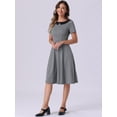 thumbnail image 4 of DARING DIVA Houndstooth Boat Neck Short Sleeve A-Line Dress XS Black, 4 of 6