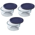 thumbnail image 1 of Plato de almacenamiento Pyrex Blue redondo de 2 tazas (paquete de 3) con tapa de plástico, 1 of 2