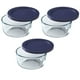 thumbnail image 1 of Plato de almacenamiento Pyrex Blue redondo de 2 tazas (paquete de 3) con tapa de plástico, 1 of 2