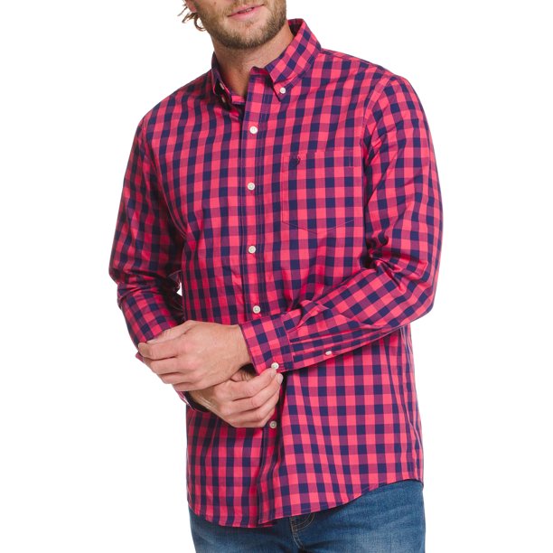 Chaps Men's Long Sleeve Printed Sustainable Easy Care Button Down Shirt