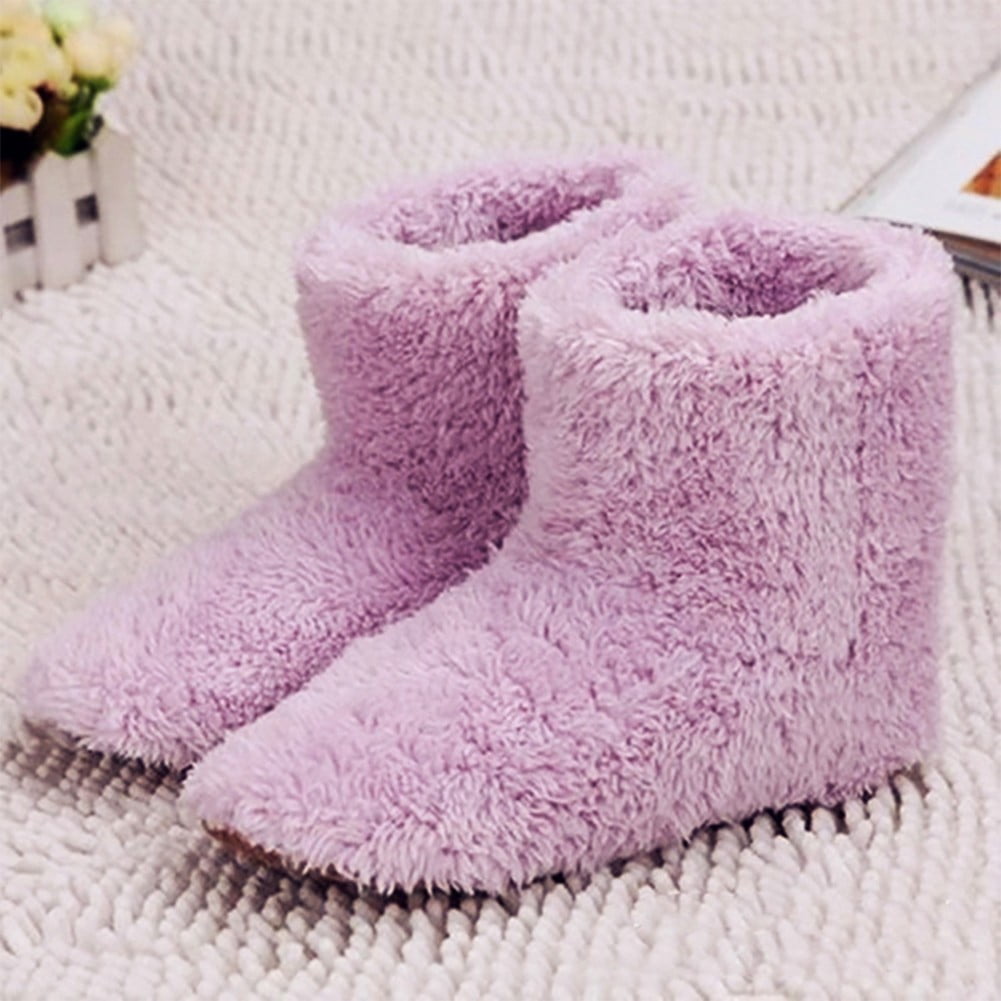 Electric USB Warmer Foot Shoes Plush Slipper Feet Heating Washable Winter Shoes 