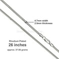 thumbnail image 2 of 4.7mm Miami Cuban Chain Link Sterling Silver 26 inches Unisex Rhodium Plated Curb Chain Necklace #315RHs26, 2 of 3