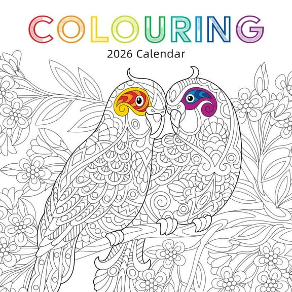 Gifted Stationery Co, Colouring Calendar 2026 Wall Calendar, 12'' X 12'', 16-Month Calendar with Stapled Binding