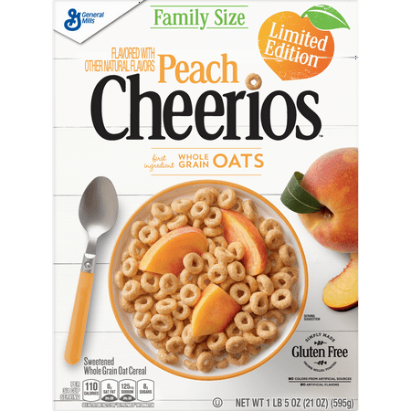 Peach Cheerios Gluten Free Breakfast Cereal, 21 Oz