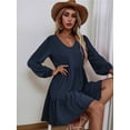 thumbnail image 2 of Weardear Women's 2025 Fall Dress V Neck Tiered Long Sleeve Casual Dress A Line Dresses with Pockets, 2 of 5