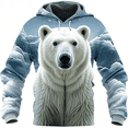 thumbnail image 2 of Sudadera con capucha de oso polar para hombre, moda de primavera, sudaderas con estampado 3D de animales, personalidad callejera, top holgado, abrigo de otoño de gran tamaño, 2 of 5