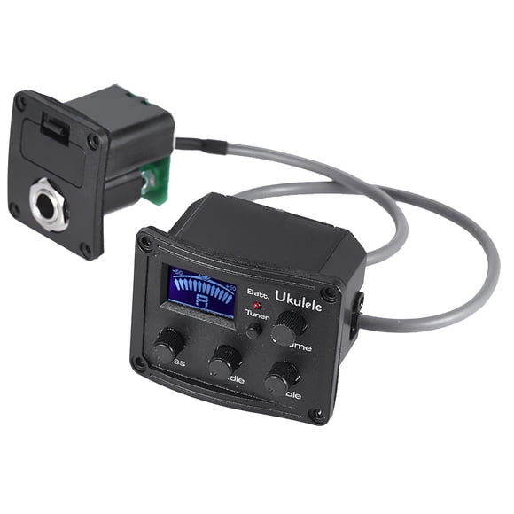 Amplificador ecualizador de 3 bandas con pantalla LCD y sintonizador para ukelele.