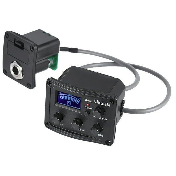 Amplificador ecualizador de 3 bandas con pantalla LCD y sintonizador para ukelele.
