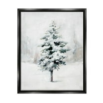 Wintery Snow Tree Scene Holiday Graphic Art Jet Black Framed Art Print Wall Art