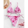 thumbnail image 3 of ZAFUL for Women Tie Dye Padded String Bikini Swimsuit Hot Pink S, 3 of 6