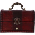 thumbnail image 2 of Cofre del tesoro antiguo, caja de madera para guardar joyas y juguetes, cofre pirata., 2 of 7